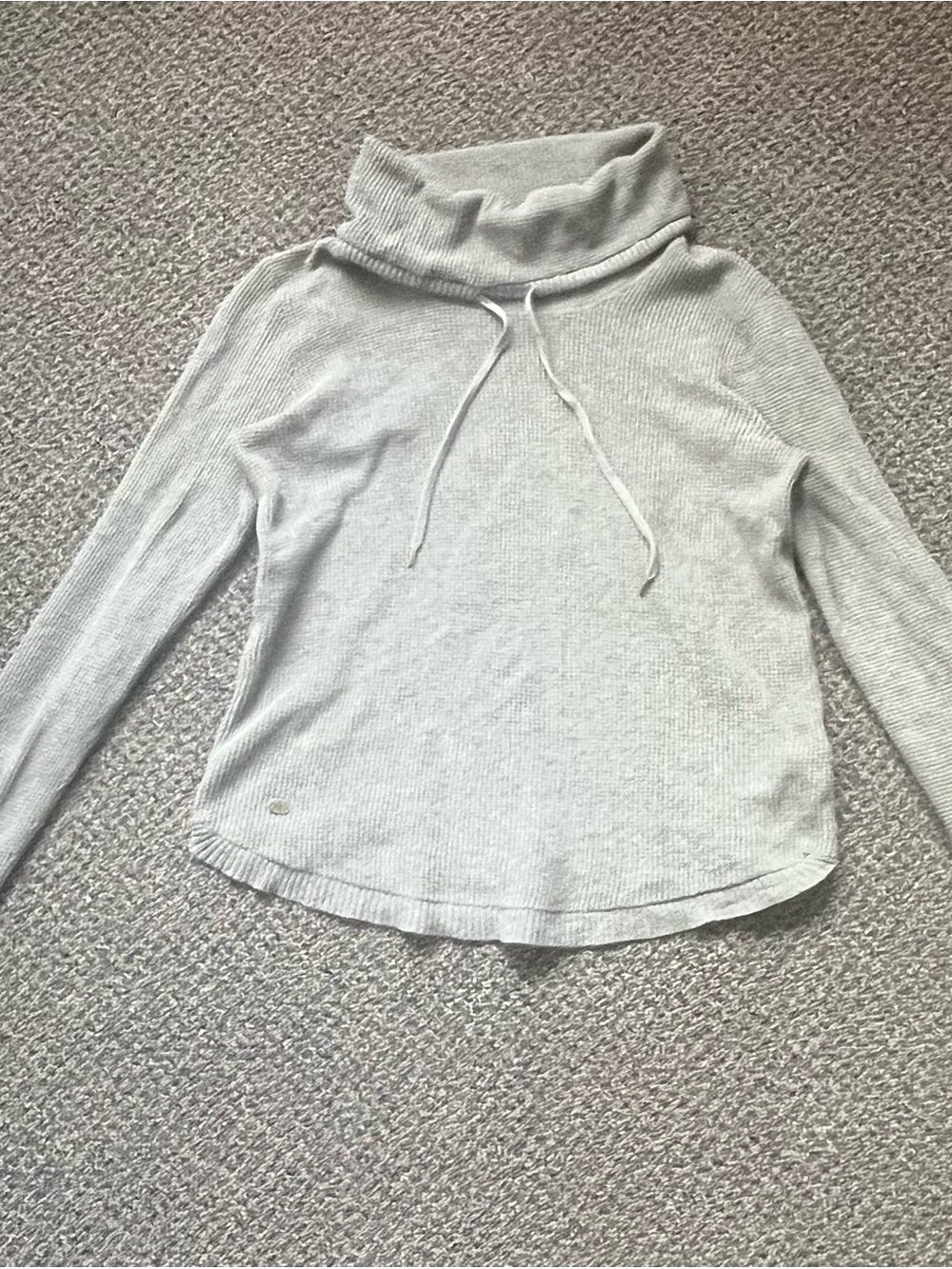 Lauren Ralph Lauren Light Gray Ribbed Turtleneck Drawstring Sweater